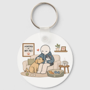 Powered By My Pet Funny Pet Lover Meme Key Ring