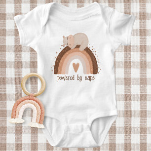 Powered by Naps Sleeping Hippo  Baby Bodysuit