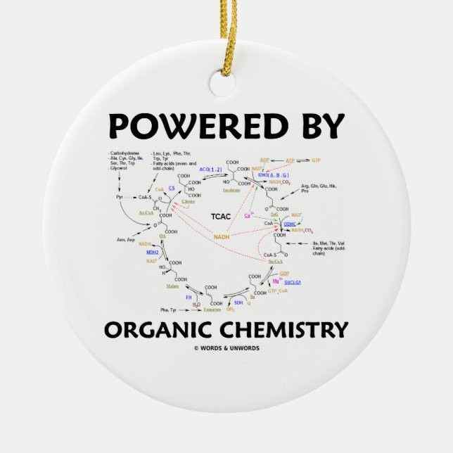 Powered By Organic Chemistry (Krebs Cycle) Ceramic Tree Decoration (Front)