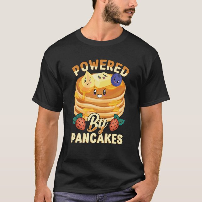 Powered By Pancakes Pancake BlueBerry & Strawberry T-Shirt (Front)