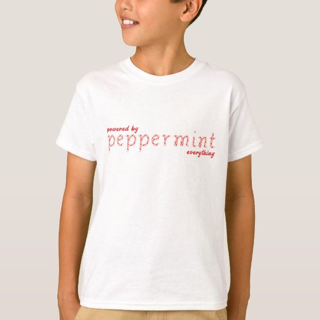 Powered by Peppermint Everything – Festive Holiday T-Shirt (Front)