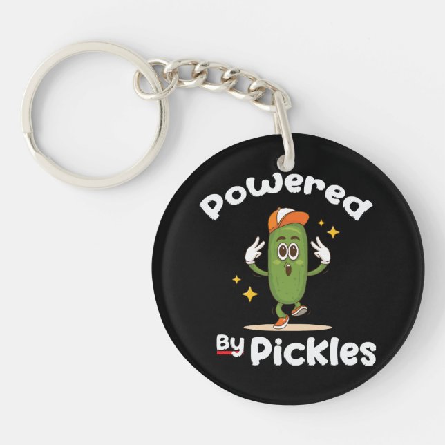 Powered By Pickles Food Pickle Funny Key Ring (Front)