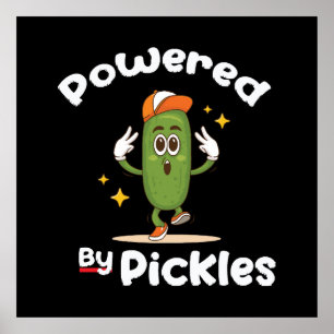 Powered By Pickles Food Pickle Funny Poster