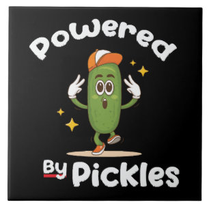 Powered By Pickles Food Pickle Funny Tile