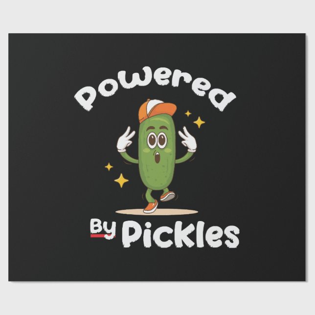 Powered By Pickles Food Pickle Funny Wrapping Paper (Flat)