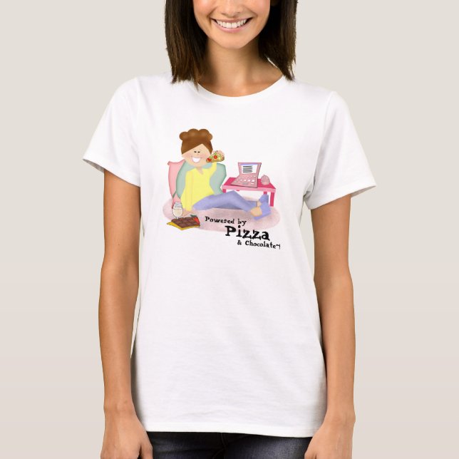 Powered by Pizza and Chocolate Diva T-Shirt (Front)