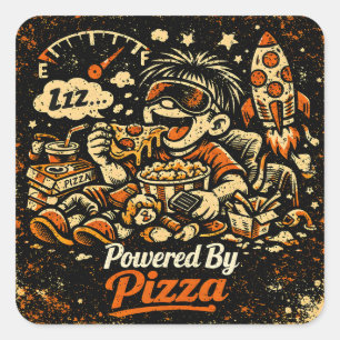 Powered By Pizza – Food Fuel Humour Pride Square Sticker