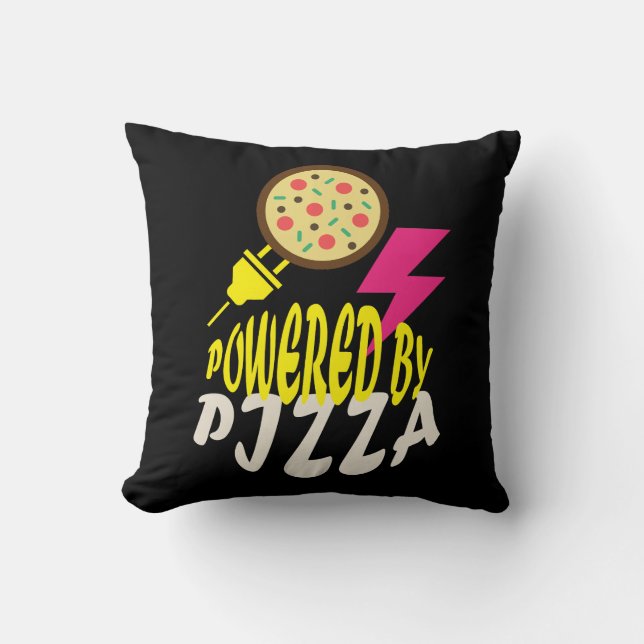 Powered by Pizza – Fun Food Lover Design Cushion (Front)