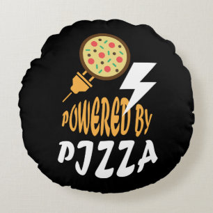 Powered by Pizza – Fun Food Lover Design Round Cushion