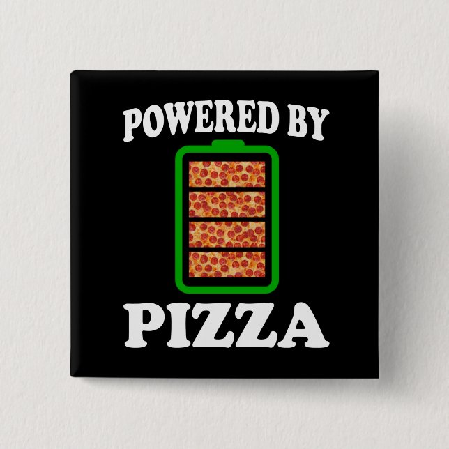 Powered By Pizza - Funny Pizza       15 Cm Square Badge (Front)