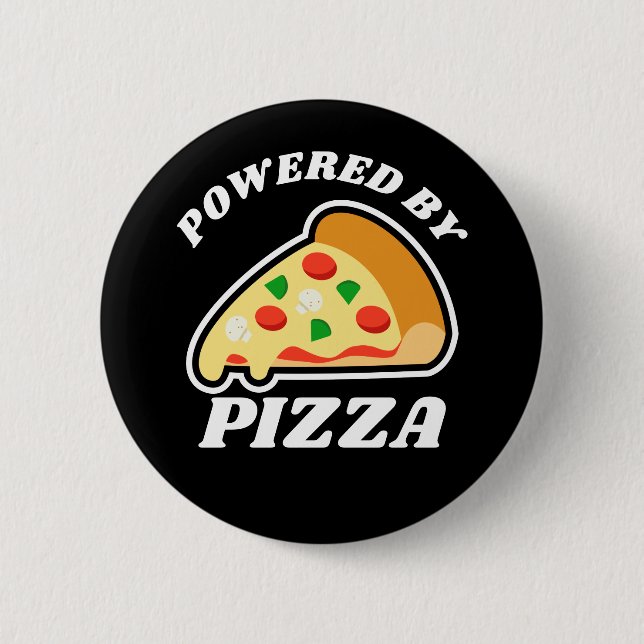 'Powered by Pizza' pizza lover's 6 Cm Round Badge (Front)