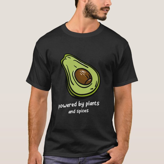 Powered By Plant And Spices Funny Vegan Chef T-Shirt (Front)