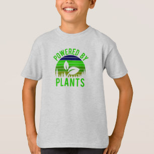 Powered By Plants Funny Green Vegan Vintage Sunset T-Shirt