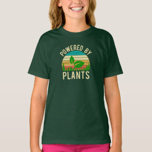 Powered By Plants Funny Green Vegan Vintage Sunset T-Shirt