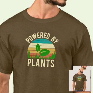 Powered By Plants Funny Vegan Vintage Sunset  T-Shirt