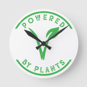 Powered by Plants Round Clock
