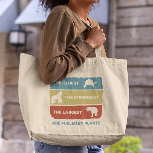 Powered by Plants Vegan Animals Fuelled  Large Tote Bag (Creator Uploaded)