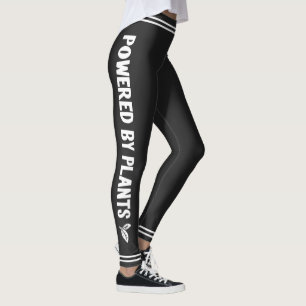 Powered by plants Vegan black minimal white stripe Leggings