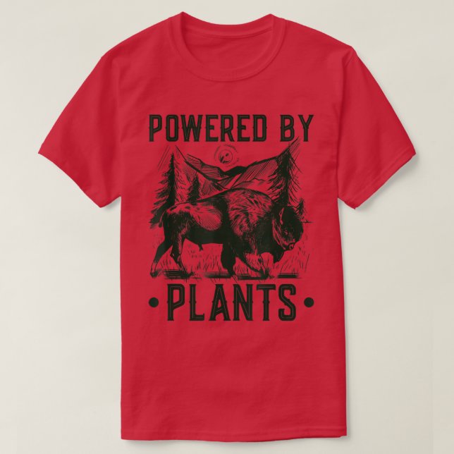 Powered By Plants, Vegan Bodybuilding Bison Vegeta T-Shirt (Design Front)