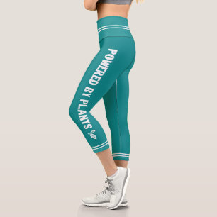 Powered by plants Vegan plain teal minimal Capri Leggings