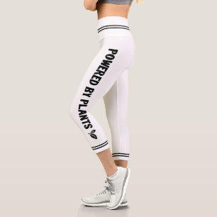 Powered by plants Vegan plain white minimal Capri Leggings