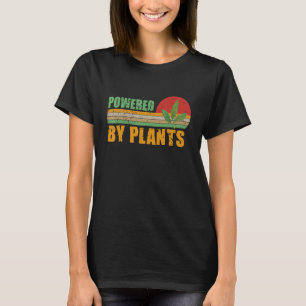Powered By Plants Vegan Tee Green Food Vintage Sav