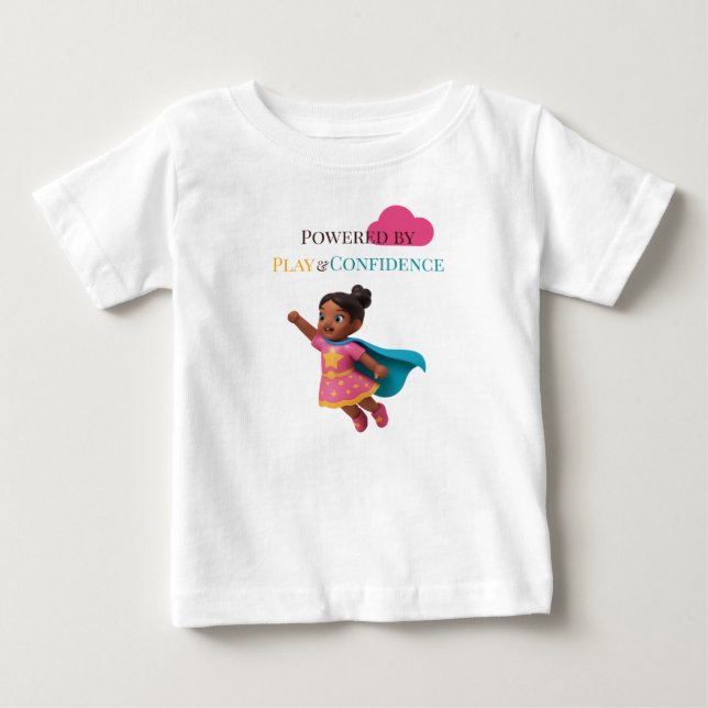 Powered by Play & Confidence Baby T-Shirt (Front)