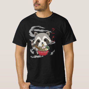 Powered By Ramen Cute Racoon Eats Ramen T-Shirt