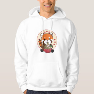 Powered By Ramen Cute Red Panda Eats Ramen Noodles Hoodie