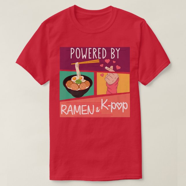 Powered By Ramen & K-pop Asia Korea Music Fashion  T-Shirt (Design Front)