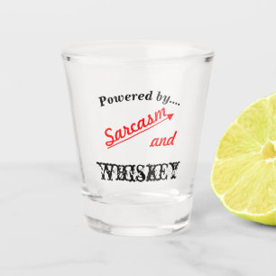 Powered By Sarcasm and Whiskey Novelty Shot Glass