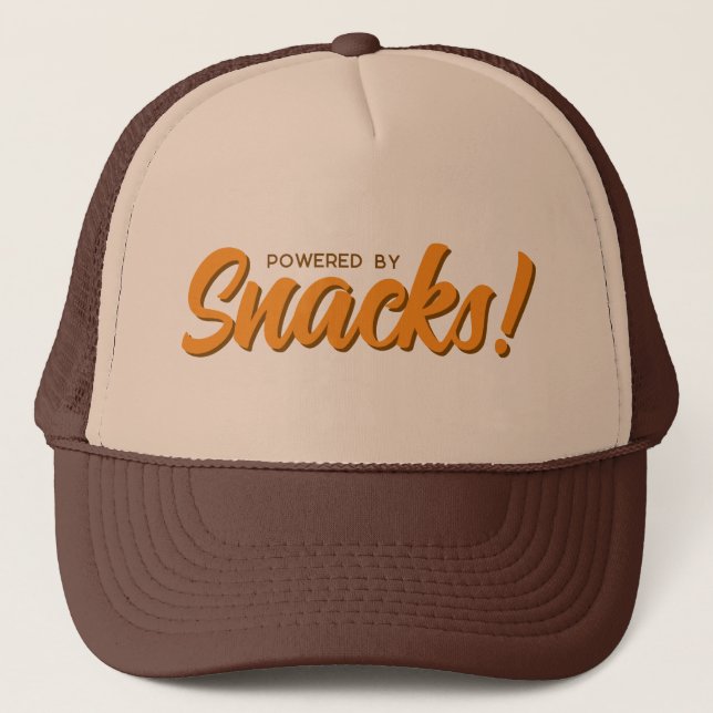Powered By Snacks, Funny Pink Trucker Hat (Front)