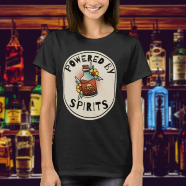 Powered By Spirits Skull Bottle T-Shirt (Creator Uploaded)