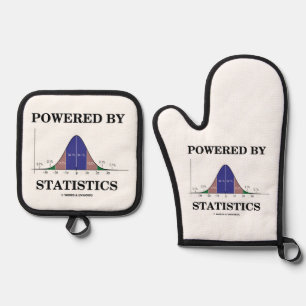 Powered By Statistics Bell Curve Stats Humour Oven Mitt & Pot Holder Set
