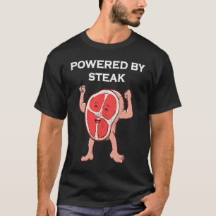 Powered By Steak  Gym Workout Fitness Keto T-Shirt