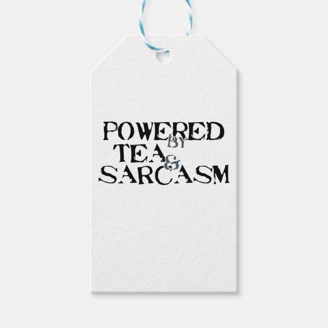 Powered by Tea & Sarcasm Gift Tags (Front)
