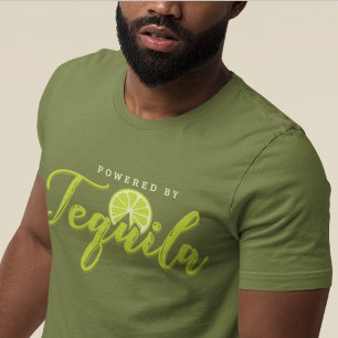 Powered by Tequila Lime Green Funny Party Gag T-Shirt