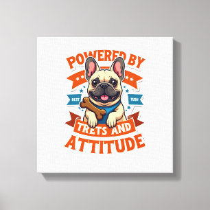 Powered By Treats And Attitude French Bulldog Vint Canvas Print