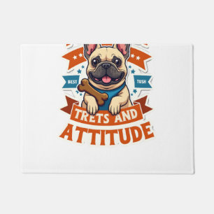 Powered By Treats And Attitude French Bulldog Vint Doormat
