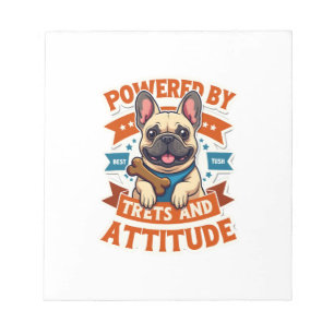 Powered By Treats And Attitude French Bulldog Vint Notepad