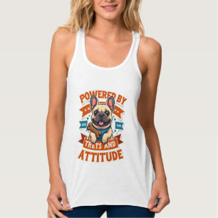 Powered By Treats And Attitude French Bulldog Vint Singlet