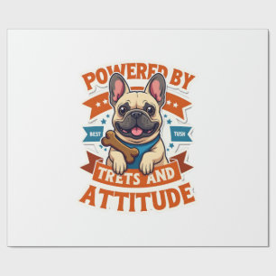 Powered By Treats And Attitude French Bulldog Vint Wrapping Paper