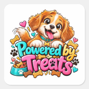 Powered by Treats Dog Lover Design Square Sticker