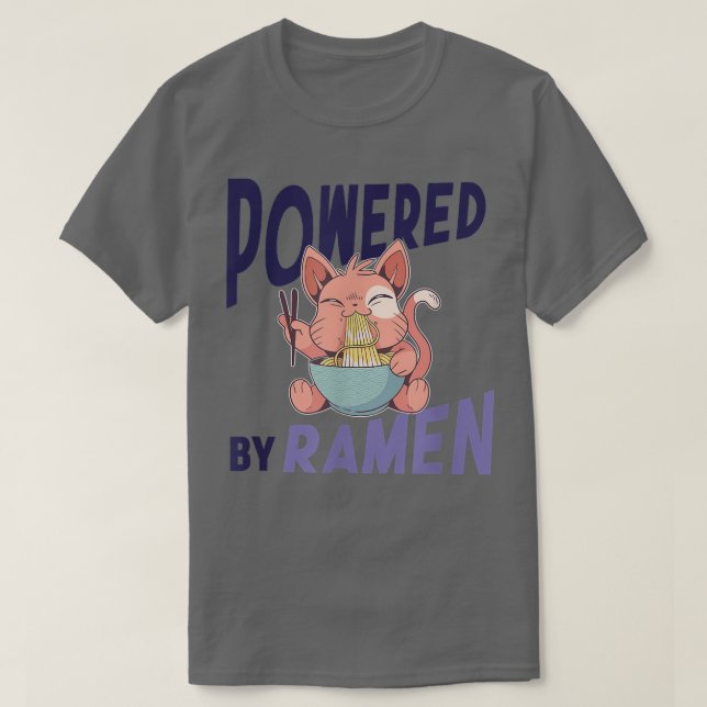 Powered Cat Ramen Anime Noodles Kawaii Japanese Sk T-Shirt (Design Front)