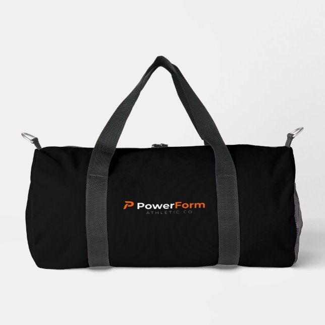 PowerForm Athletic Co. Black Gym Duffle Bag (Front)