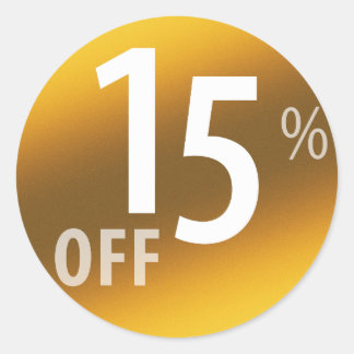 Powerful 15% OFF SALE Sign | Gold Classic Round Sticker