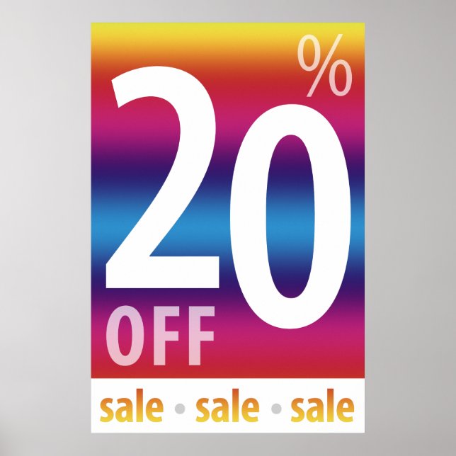 Powerful 20% OFF SALE Sign | Colourful (Front)