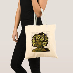 Powerful Afro Art on Equity and Inclusion Tote Bag