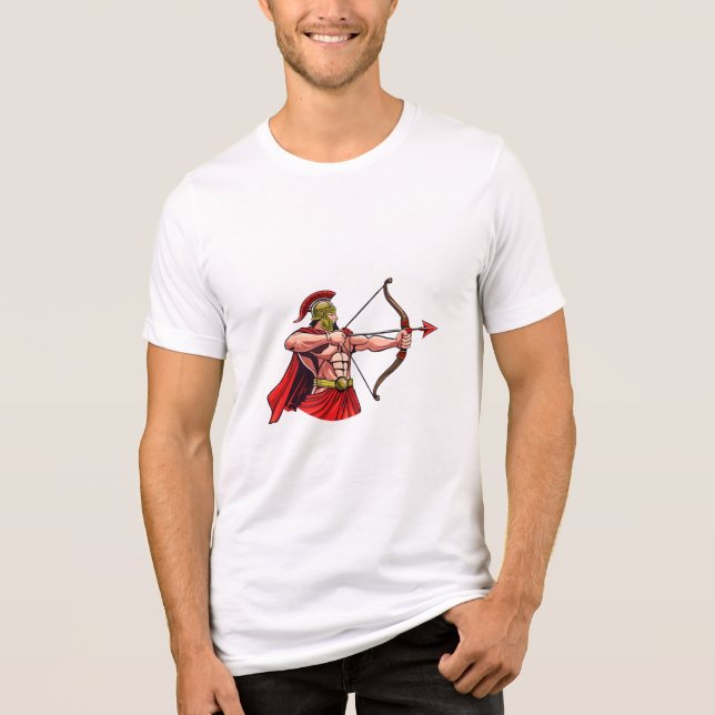 Powerful ancient warrior holding bow and arrow rea Tri-Blend shirt (Front)