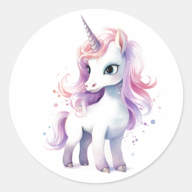 Powerful and Majestic Unicorn  Classic Round Sticker (Front)